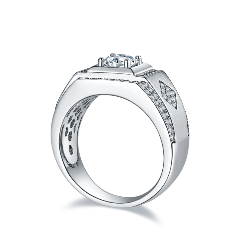秋生款S925银镀白金MoissaniteMen's Ring1ctD级